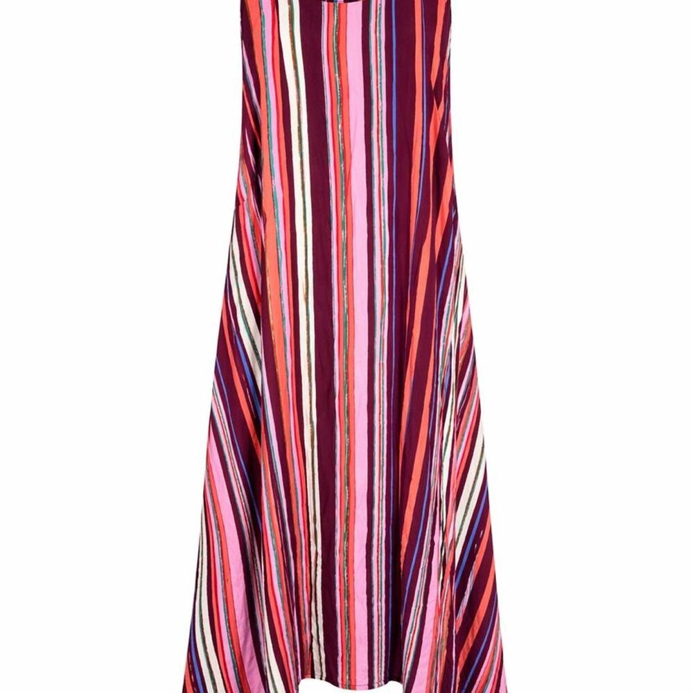 Ava & Viv Striped Midi Dress 2X Boho festival beach Colorful Flowy‎ Sundress